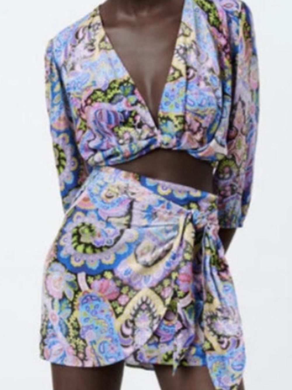 Zara Pastel Paisley Crop Top
